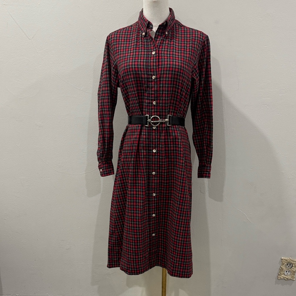 Vintage L.L. Bean Plaid Shirt Dress | 100% Cotton | Freeport, Maine Label